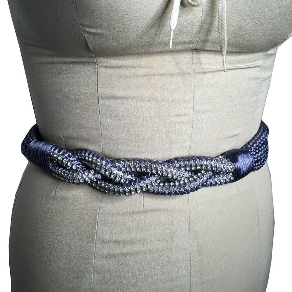 R.J. GRAZIANO Rope vINTAGE Belt Embellished Silver Sparkly Crystals Medium/Large